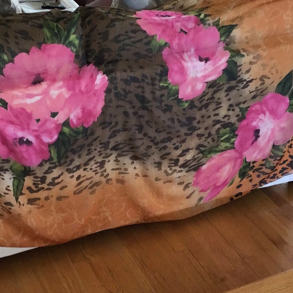 Floral Pink,Tan and Brown Bathing suit Coverup or scarf from Italy.